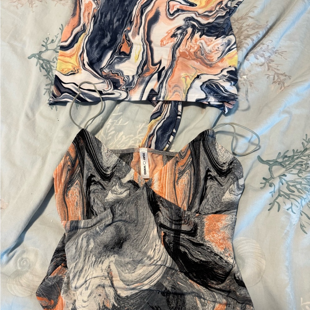 Bohemian Style Marble Print Halter Top Burning Man/Festival/Coachella